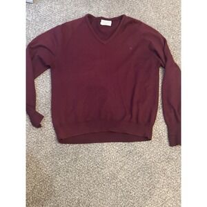 Vintage CHRISTIAN DIOR Monsieur V-Neck Knit Sweater Size Large Burgundy